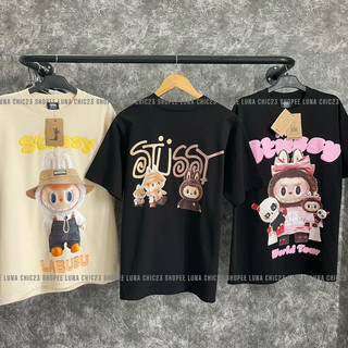 Áo Thun Labubu x Stu-ssy Hot Trend Form Unisex Nam Nữ - Chất Liệu 100% Cotton Co Dãn 2 Chiều - Áo Full Tem Tag Túi Zip