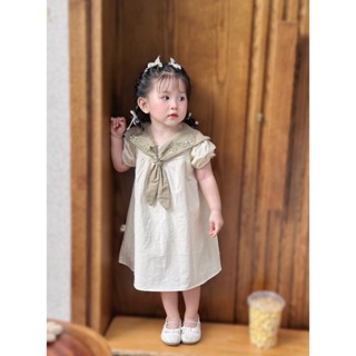 VÁY CỔ THỦY THỦ THÊU HOA CHẤT LINEN CHO BÉ GÁI - M78