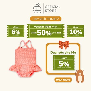 Bộ bơi liền thân hai dây La Pomme xoè hoạ tiết