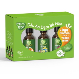 Set 3 chai dầu ăn dặm Mămmy bổ não cho bé 6M + thiết kế ống nhỏ giọt 30ml tiện lợi