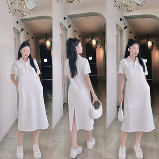 [Freesize] Váy suông  tay lỡ cổ polo chất xốp đi chơi dạo phố -  Nhà Lỳ Có Maxi