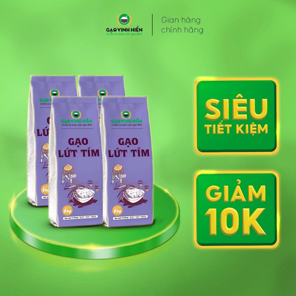 Combo 4 túi Gạo Lứt Tím Vinh Hiển - Tiết kiệm, siêu dẻo, healty, ngon cơm