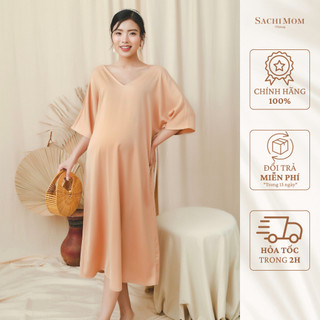 Đầm bầu sachimom - váy bầu lụa dáng suông alina dress