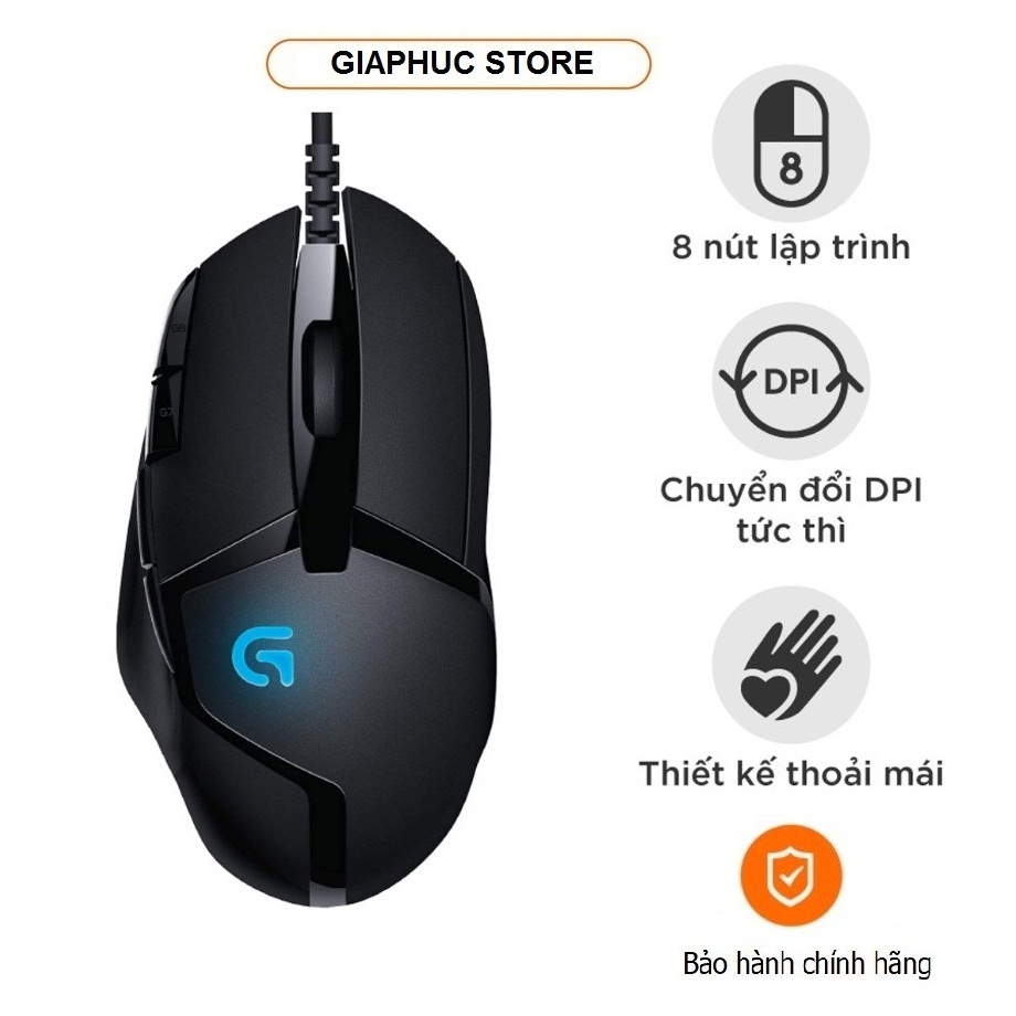 Chuột game có dây Logitech G402 Hyperion Fury FPS - Theo dõi tốc độ cao 8 nút lập trình - Bảo Hành C