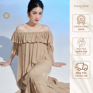 Đầm bầu sachimom - váy bầu dáng suông trễ vai lenna dress