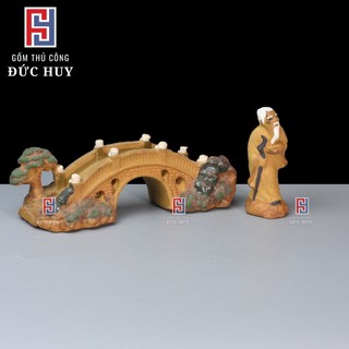 Mô hình gốm Cầu kiều nhỏ 12cm phụ kiện trang trí tiểu cảnh hòn non bộ bể cá chậu cây bonsai