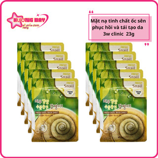 Combo 10 Miếng mặt nạ tinh chất ốc sên 3w clinic fresh snail mask sheet 23g dưỡng da trắng mờ thâm