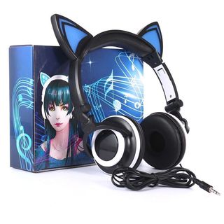  Tai Nghe Chụp Tai Mèo Phát Sáng LED Dễ Thương – Tai Nghe Headphone Có Dây Cho Học Sinh Game Thủ Nghe Nhạc Live Stream 