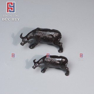 Tượng gốm con Trâu ăn cỏ mini phụ kiện trang trí tiểu cảnh hòn non bộ bể cá chậu cây bonsai