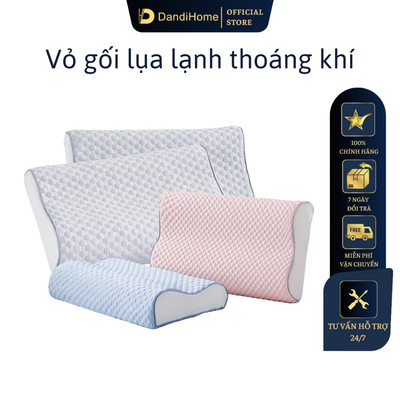 Vỏ gối, áo gối ngủ lụa lạnh thoáng khí DandiHome vân nổi hình hạt đậu matxa