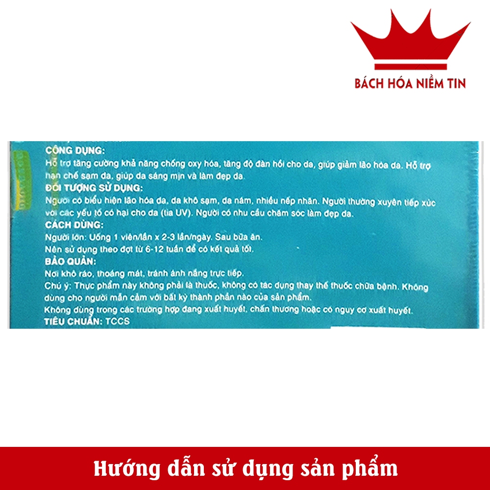 Viên uống hỗ trợ giảm nám Collagen Glutathion 6000 mg - Thành phần collagen, glutathion hàm lượng cao hộp 60 viên