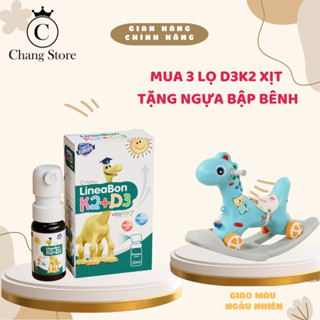   MẪU MỚI - TẶNG NGỰA BẬP BÊNH  Combo 3 lọ Xịt D3k2 Lineabon dung tích 10ml dạng XỊT cho bé 