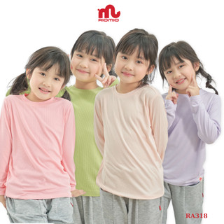 Áo thun dài tay cho bé gái RIOMIO cổ tròn chất len tăm mềm mịn, không xù cho bé 2-11 tuổi RA318