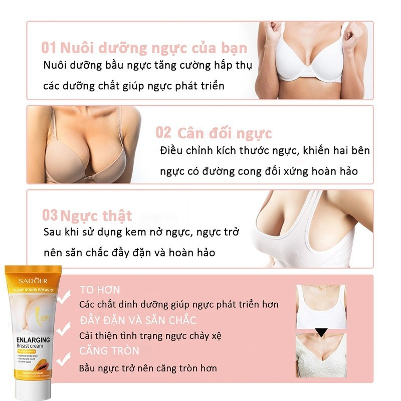 Kem Nở Ngực Tăng Vòng 1 Hiệu Quả Tinh Chất Đu Đủ, Dừa Tinh Khiết Giúp Nở Ngực Nâng Ngực Đầy Đặn Săn Chắc Tự Nhiên Sadoer