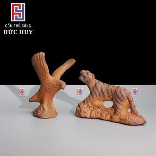 Tượng gốm Hổ và Đại bàng mini trang trí chậu cây bonsai