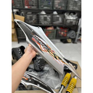  tem chế lửa Wave S 100 màu đen bạc cam- Tem decal 3 lớp 