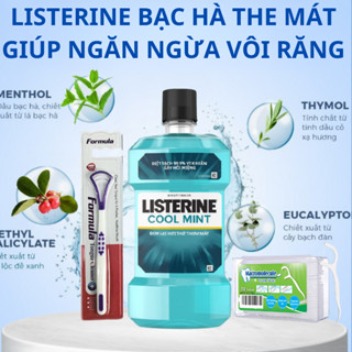 Nước súc miệng Listerine Cool Mint ngừa sâu răng diệt khuẩn giữ hơi thở thơm mát dài lâu