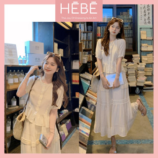 Set váy nữ Kirin thiết kế áo kèm chân váy dáng babydoll xòe tầng xếp ly, Bộ đồ nữ thời trang chất tơ tằm cao cấp HEBE