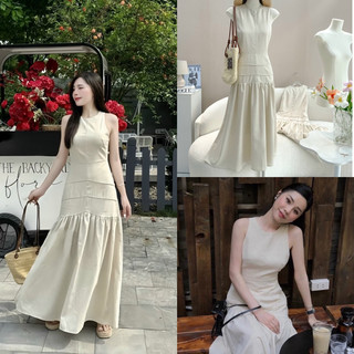 Đầm Maxi Sát Nách Dáng Dài Vintage (Hàng Loại 1) Váy Maxi Kem Be Dáng Dài Form Tôn Dáng