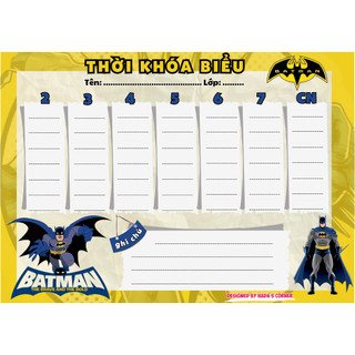 Thời khóa biểu dán được, size A4/A5 các mẫu siêu nhân cho bé trai