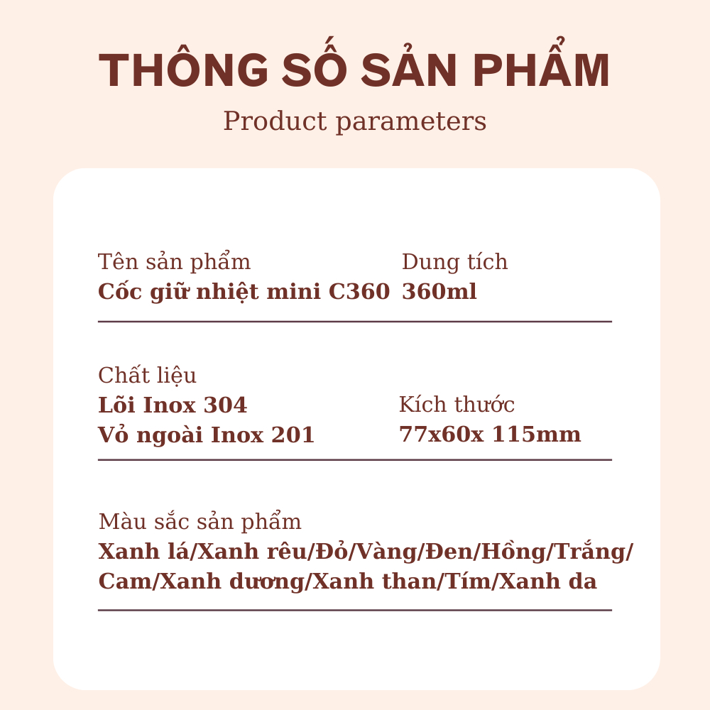 Cốc giữ nhiệt TopGifts C360 dung tích 360ml cute trẻ trung khắc tên theo yêu cầu | BigBuy360 - bigbuy360.vn