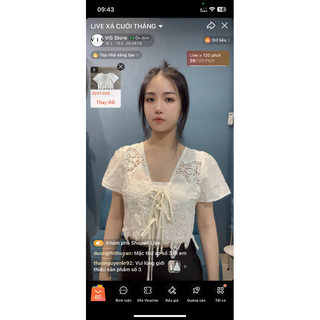 Áo croptop ren trắng thắt dây