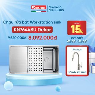 Chậu rửa bát inox 1 hố chống xước konox kn7644su dekor