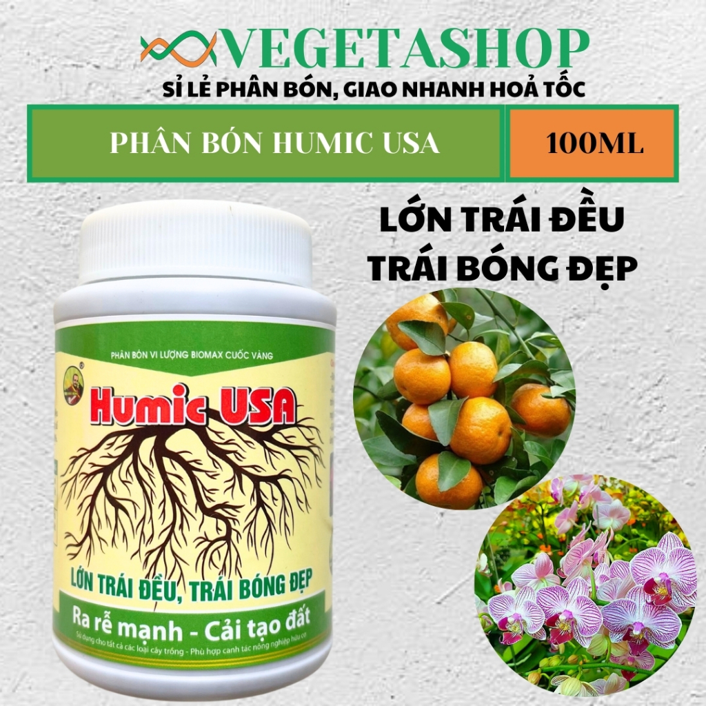 PHÂN BÓN HUMIC USA 100ml - RA RỄ MẠNH - MÔI TRƯỜNG VI SINH VẬT PHÁT TRIỂN TRONG ĐẤT-  VEGETASHOP