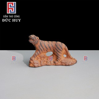 Tượng gốm con hổ mini trang trí hòn non bộ chậu cây bonsai