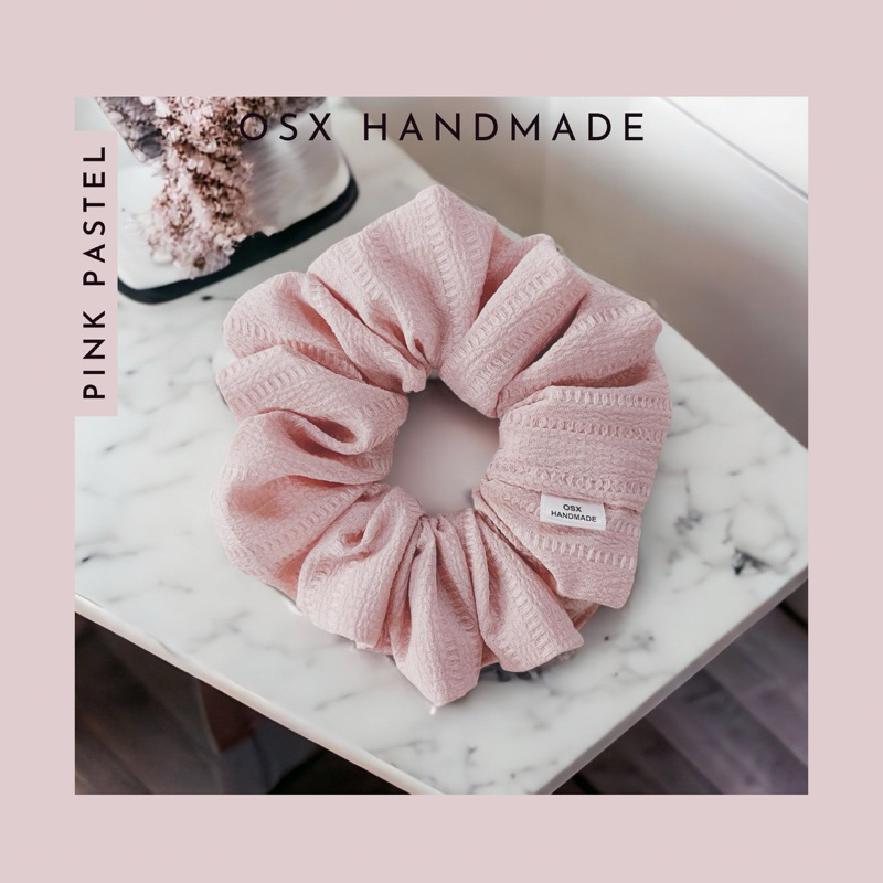 Dây cột tóc Scrunchie size 14cm handmade hàn quốc hồng pastel