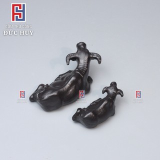 Tượng gốm con Trâu nằm mini phụ kiện trang trí tiểu cảnh hòn non bộ bể cá chậu cây bonsai