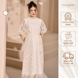 Đầm bầu sachimom - váy bầu suông kèm dây cột eo ren họa tiết daisy dress