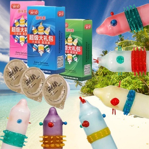 SU8 Bao Cao Su Bi Gân Gai  râu Cao Cấp Runbo Hộp 6 Chiếc