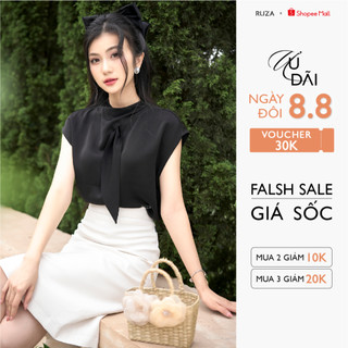 Áo sơ mi nữ RUZA lụa tay ngắn kiểu thiết kế dáng công sở thời trang thanh lịch AN 3011