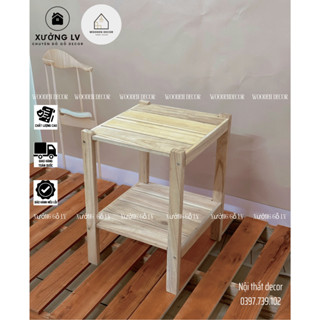 [ SẢN PHẨM MỚI] Kệ Gỗ Tab Đầu Giường LV 2 Tầng Tự Lắp Ráp, Kệ Đầu Giường Gỗ Tự Nhiên