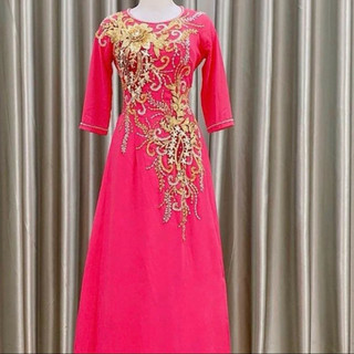Áo dài chiphong đắp hoa nổi, áo dài mẹ chồng , áo dài trung niên , áo dài mẹ vợ , áo dài Tết , áo dài mẹ sui