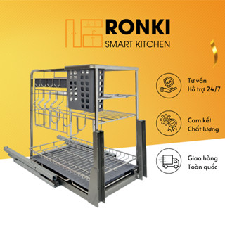 Giá đựng dao thớt và gia vị inox 304 cao cấp, lắp thành ngăn kéo tủ bếp tiện dụng, tặng kèm khay hứng nước