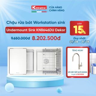 Chậu rửa bát inox 2 hố chống xước konox kn8646du dekor