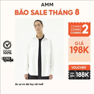 Áo Sơ Mi NAM AMM Dài Tay, Chất Vải Twill 100% Cotton Mềm Mịn, Thoáng Mát, Có Túi Ngực, Hiện Đại, Màu Trơn M-TH20W-001