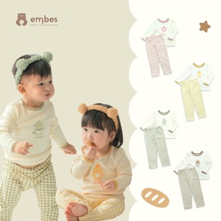 Bộ Thun Dài Tay Cho Bé, Bộ Cotton Dài Tay Embes Hình In Ngực Cho Bé Trai Bé Gái Size Từ 8kg-17kg