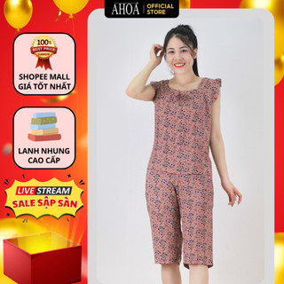 Đồ Bộ Trung Niên Cho Mẹ AHOA Áo Cánh Tiên Quần Lửng, Bộ Đồ Lanh Nữ Mặc Nhà, Bộ Lanh Trung Tuổi Hoa Nhí Cao Cấp BL14
