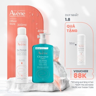 Bộ đôi làm sạch và dịu da nước xịt khoáng cấp ẩm  AVÈNE 300ml và gel rửa mặt tạo bọt cho da dầu nhạy cảm 400ml