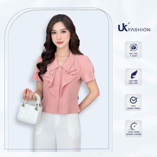 Áo sơ mi cổ sen nhọc bèo cổ uk fashion công sở nữ trẻ trung vải mềm mịn uksm2405004