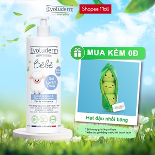 Gel tắm gội làm sạch dưỡng ẩm toàn thân cho em bé Chính hãng Evoluderm 500ml