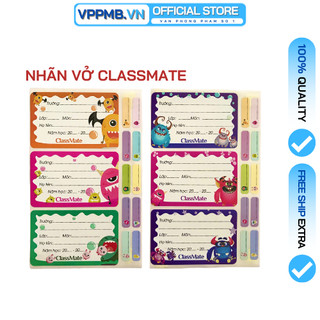 Nhãn vở học sinh chủ đề monster kèm sticker icon classmate nt223