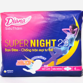 Băng Vệ Sinh Diana Super Night Có Cánh 29cm x 4 Miếng