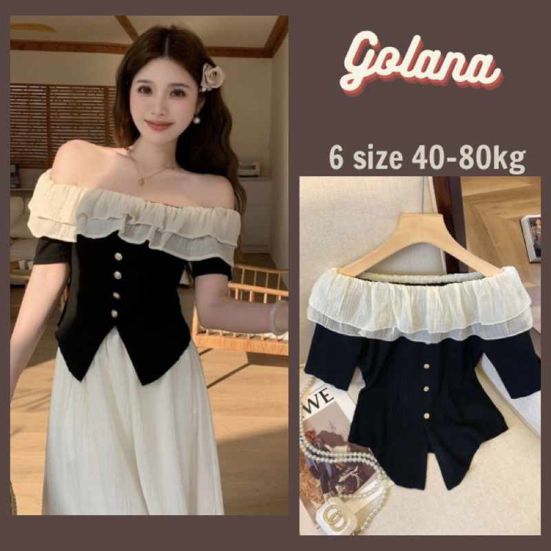 Áo Trễ Vai Cộc Tay 2 Tầng Siêu Nữ Tính, Áo Sơ Mi Trễ Vai Ngắn tay umy ( Có Bigsize)