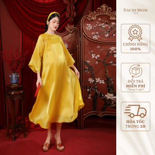 Đầm bầu sachimom - áo dài cách tân phụng hoàng