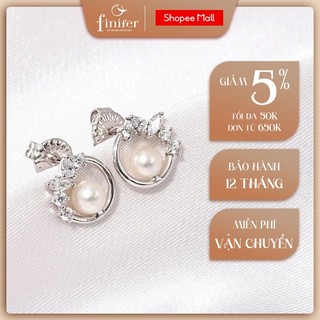 Bông tai ngọc trai thật, bạc quý kim với thiết kế tinh xảo, thanh lịch - EF155 - Finifer by Hoang Gia Pearl