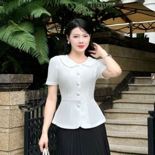 Áo peplum công sở Nhật Vy cổ sen tay phồng chất liệu lụa phù hợp đi làm dự tiệc dạo phố - D3011